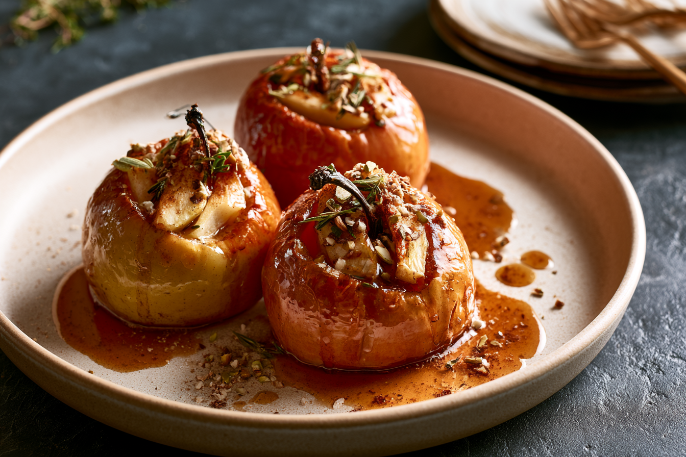 Baked Apples with Cardamom, Cinnamon, Rum & Fennel
